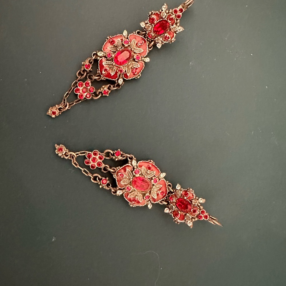 Red pierced earrings by Agatha